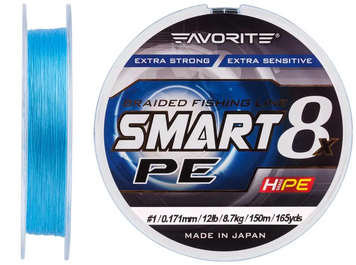 Шнур Favorite Smart PE 8x 150м (sky blue) #1.0/0.171mm 12lb/8.7kg 1693.10.73 фото